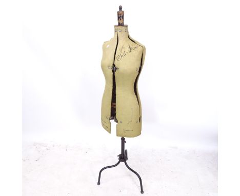 A mid-century Chil-Daw Pioneer dressmaker's mannequin, no. 344739, on tripod base, height 62cm 