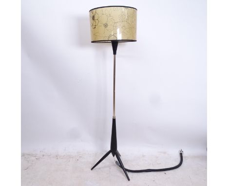 A mid-century standard lamp on tripod base, L160cm overall 