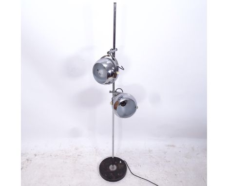 A Vintage chrome floor lamp, with 2 adjustable globe lights 