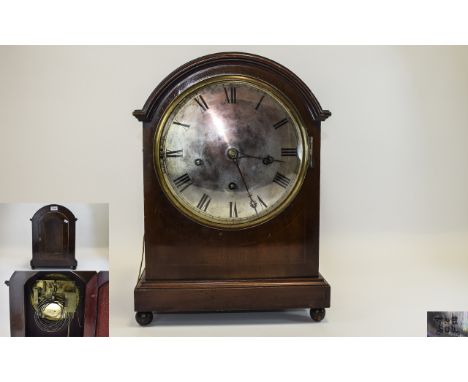 Winterhalder & Hofmeier Mahogany Cased Mantle Clock with 8 Day Striking and Chiming Movement, Strikes on 5 Gongs, Silver and 