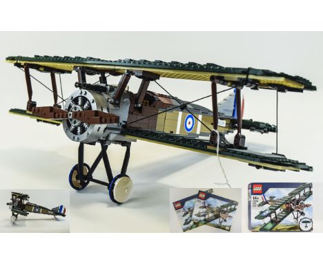 Lego Technic Sopwith Camel Aeroplane - 10226. Features Realistic Rotating Propeller and Engine Cylinders, Hinged Tail Rudder,