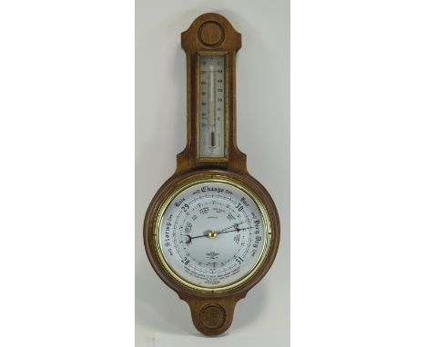 Mid 20th Century Aneroid Barometer / Thermometer, British made by Shortland Smiths.