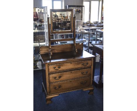 Victorian Dressing Table Small proportions with swivel mirror and 3 long drawers. Raised on bracket feet. Approx dimensions 3