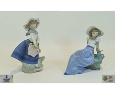 Lladro Figure ' Pretty Pickings ' Model No 5222. c.1980's. Height 7 Inches, Mint Condition with Box + a Nao by Lladro Figure 