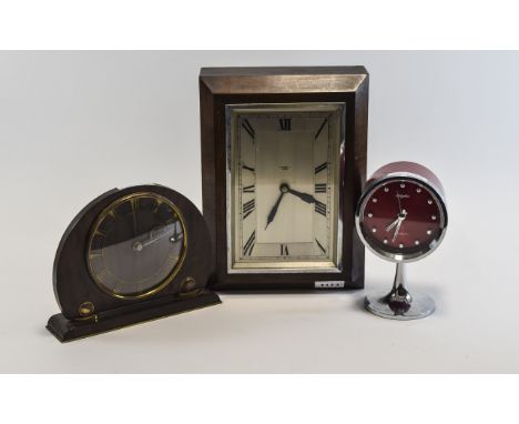 Collection Of Three Clocks, Smiths Art Deco Mantle Clock With Gilt Chapter Dial, Fittings And Base, + Smiths Electric Wall Cl