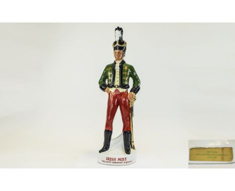 Advertising Hand Painted Ceramic Figure / Decanter For Irish Mist, Ireland's Legendary Liqueur, Features an Irish Soldier In 