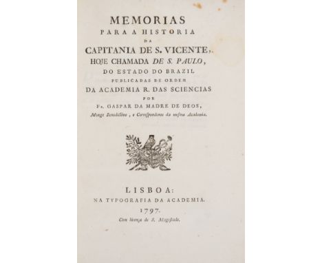 Brazil.- Madre de Deos (Gaspar) Memorias para a historia da Capitania de S. Vicente, hoje chamada de S. Paulo do estado do Br