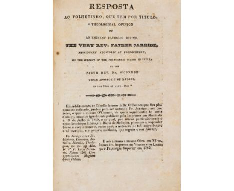 India.- [Santa Rita Carvalho (Antonio Feliciano de)] Resposta ao folheto que tem por titulo, Address of the Right Rev. Daniel