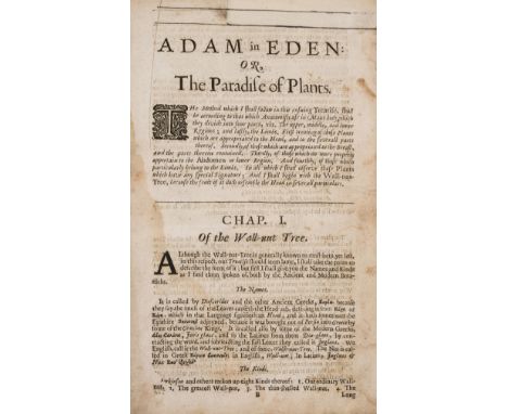 NO RESERVE Botany.- [Coles (William)] [Adam in Eden: or, Natures Paradise. The History of Plants, Fruits, Herbs and Flowers..