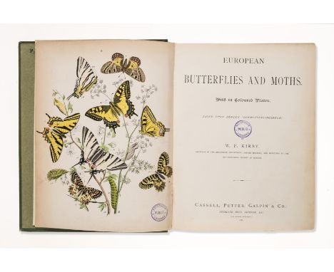 Butterflies and Birds.- Kirby (W.F.) European Butterflies and Moths, 62 lithographs, all but one hand-coloured, most with tis