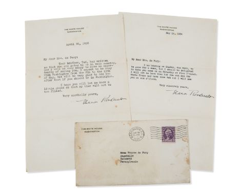 NO RESERVE Roosevelt (Eleanor) 2 Typed Letters signed to Mrs. de Pury on White House headed paper, 2pp. plus envelope, each l