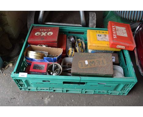 BOX OF VARIOUS MIXED TOOLS, GARAGE CLEARANCE ITEMS ETC