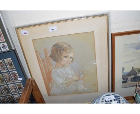 Eileen Chandler (British 20th Century) A portrait of a young girl, watercolour, signed, 12 x 14ins