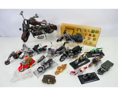 Franklin Mint - Welly - Maisto etc - a collection of model motorbikes of various scales, diecast and other media, including H