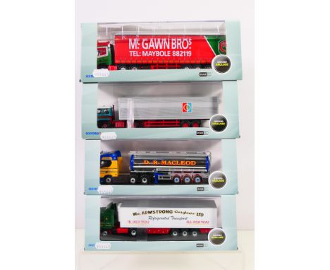 Oxford Diecast - 4 x boxed Oxford Haulage diecast 1:76 scale articulated model lorries in perspex boxes with card sleeves wit