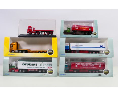 Oxford Diecast - 6 x boxed Oxford Haulage and Construction diecast 1:76 scale model lorries in perspex boxes with card sleeve