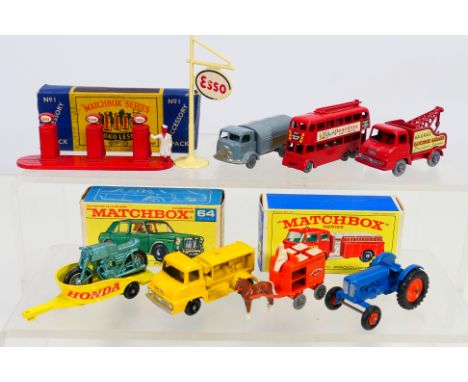 Matchbox - A group of models and boxes including Thames Trader Wrecker # 13, Karrier Refuse Collector # 38, Fordson Major Tra