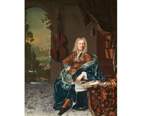 Abraham van der Eyk, Bildnis eines MusikersÖl auf Holz. 49 x 39 cm.Signiert und datiert oben Mitte: Abr Vander Eyk 1715.Prove