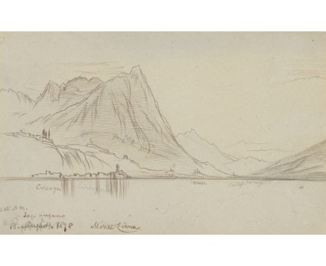 Edward Lear (British, 1812-1888)Sketch of Monte Cima and Lake Luganosigned, inscribed and dated '11:15am/ Lake Lugano/ 18 Aug
