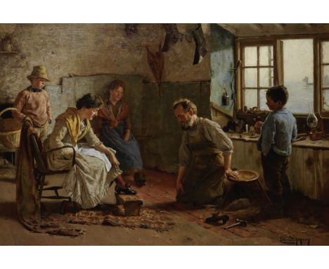 Richard Ellis Wilkinson (British, 1854-1891)'Crispin's Triumph'signed 'Ellis Wilkinson' (lower right); further signed, titled