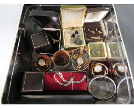 A good mixed lot of costume jewellery to include cufflinks, watches by Sekonda, Lorus, Timex, earrings, necklaces, bracelets 