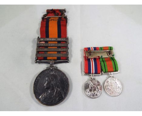 Queen's South Africa medal (type 3) with clasps for Diamond Hill, Johannesburg, Orange Free State and Cape Colony, named to 3