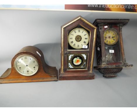 A mixed lot to include a HAC wall clock with pendulum, key and hands, a Westminster chiming mantel clock signed Collingwood t