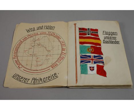 Reisedokumentation Marine1937, auf 40 S. handgeschriebener Bericht über eine Reise der Marine mit der „Schleswig-Holstein“ um