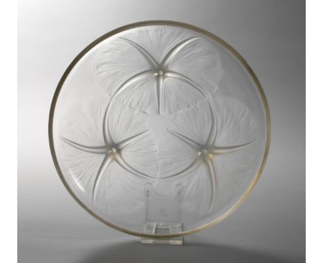René Lalique Schale "Volubilis"um 1921, Signatur R. Lalique France mit Modellnummer 383, farbloses Glas formgepresst, in den 