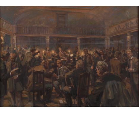 Hermann Kohlmann, Gründungskongressder sozialdemokratischen Arbeiterpartei 1869 in Eisenach, detailreich erfasste Genremalere