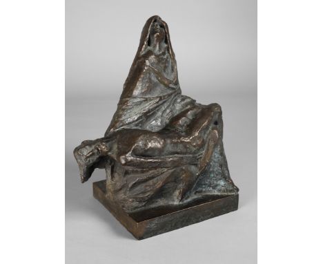 Josef Fromm, Pieta20./21. Jh., monogrammiert J.F., Gießerstempel Guss Strehle, Bronze braun patiniert, bewegte, teils fast ge
