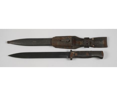 Bajonett 982. Weltkrieg, brünierte, beidseitig gekehlte Keilklinge, Hersteller 43 fnj (1943 Alex Coppel, Solingen), Seriennum