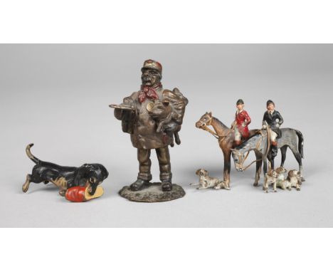 Drei Wiener Bronzen20./21. Jh., Bronze polychrom in Kaltbemalung staffiert, alle gemarkt mit FBW bzw. Krugmarke, dabei kleine