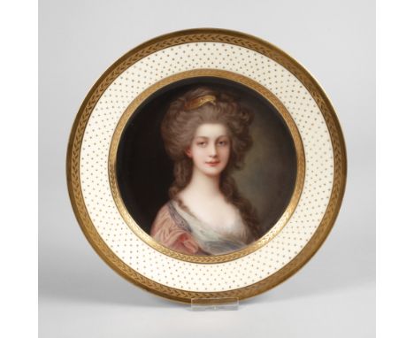 Hutschenreuther Hohenberg Portraitteller Prinzessin"Auguste Sophie v. England after Gainsborough.", Pressmarke 1857-1910, Prä