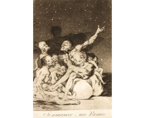 Francisco de Goya, "Si amanece, nos vamos"Blatt aus der Folge "Los Caprichos", siehe Werksverzeichnis Harris 106, Radierung i
