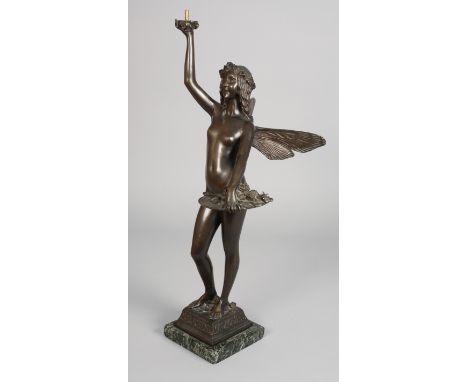 R. Nuscheler, "Malaceine"datiert 1912, auf der Plinthe signiert, allseitig mit reliefierter Bezeichnung, Bronze braun patinie
