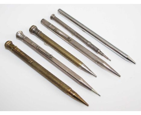 A collection of six vintage propelling pencils, to include examples by Butler &amp; Co of London, Eversharp Wahl, Smythson an