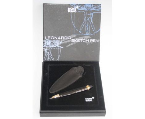 A boxed Montblanc Meisterstuck Leonardo Sketch Pen (pencil), in black and gold with white snowcap logo to top, in fitted box 
