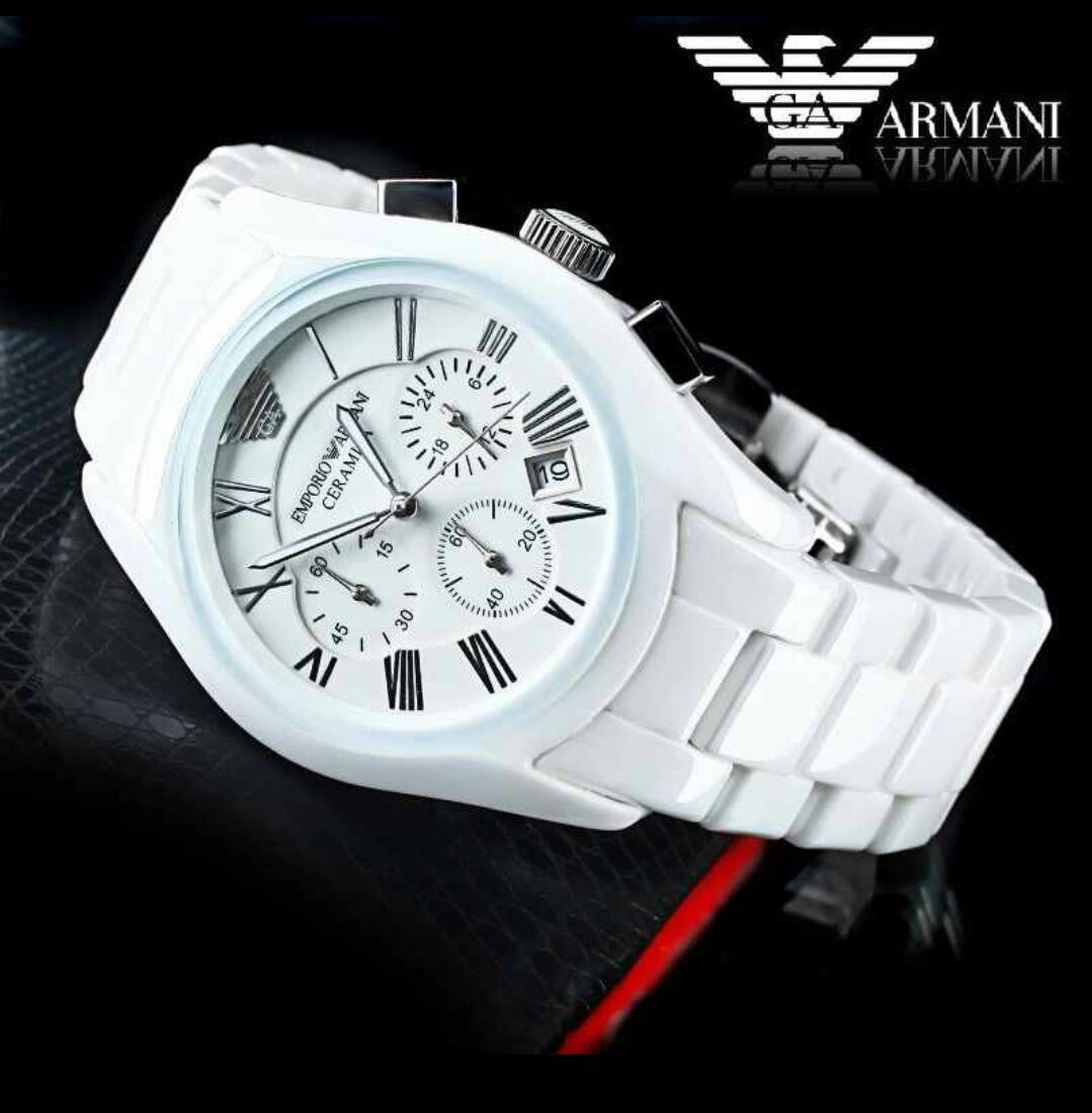 BRAND NEW GENTS EMPORIO ARMANI, AR1403, WHITE CERAMICA WATCH, COMPLETE ...