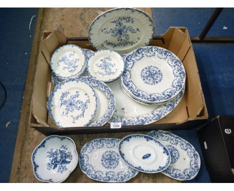 A quantity of Royal Worcester blue and white plates including meat plate etc.