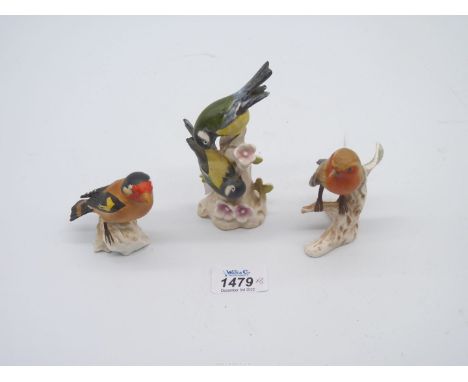 Three Goebel birds: Great Tit, Robin and Chaffinch.