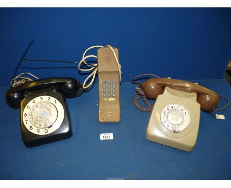 Three vintage telephones including an Eiger make by Greller.