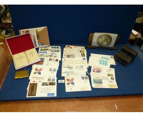A small quantity of miscellanea to include; Metamec 8-Day mantle clock, First Day covers including Winston Churchill, Concord
