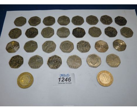 £14.50 worth of 50p Coins including 1918 Representation of The People Act, Sir Isaac Newton, 50th anniversary of NHS, etc. pl