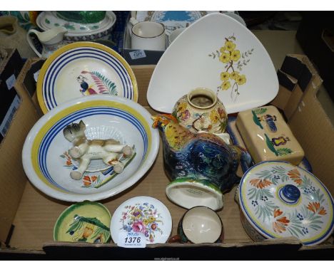 A quantity of china including H.J Wood vase, Carlton ware plate, Royal Worcester trinket pot, Quimper etc. some a/f.