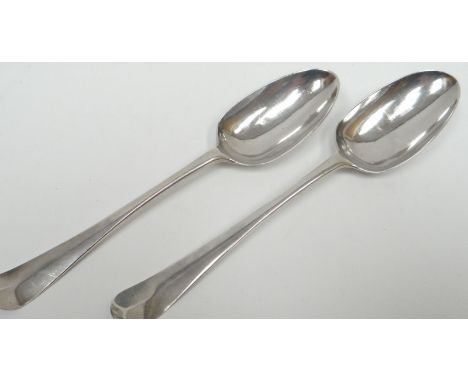 A George III silver spoon with engraved rat-tail handle initialled 'PB', clear marks for London 1776, by William Sumner & Ric