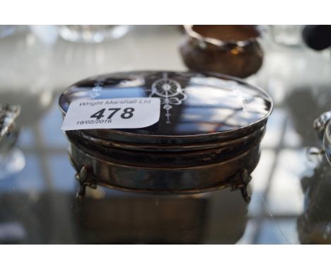 A Birmingham hallmarked silver and tortoiseshell dressing table box in a regency style.