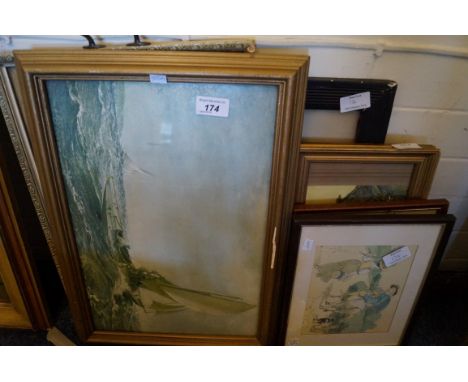 A quantity of assorted prints together with two ceramic commemorative plates.&nbsp;