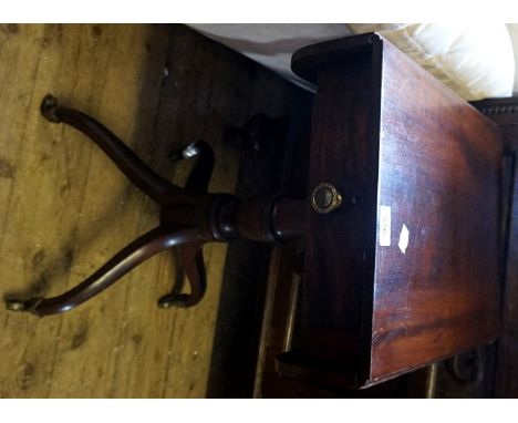 A late Georgian mahogany drop leaf Pembroke table having single end drawer.