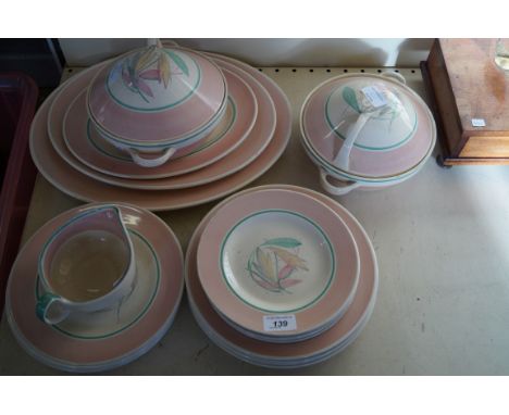A Susie Cooper Crown Works Burslem dinner service, comprising tureens, meat plates, plates etc.